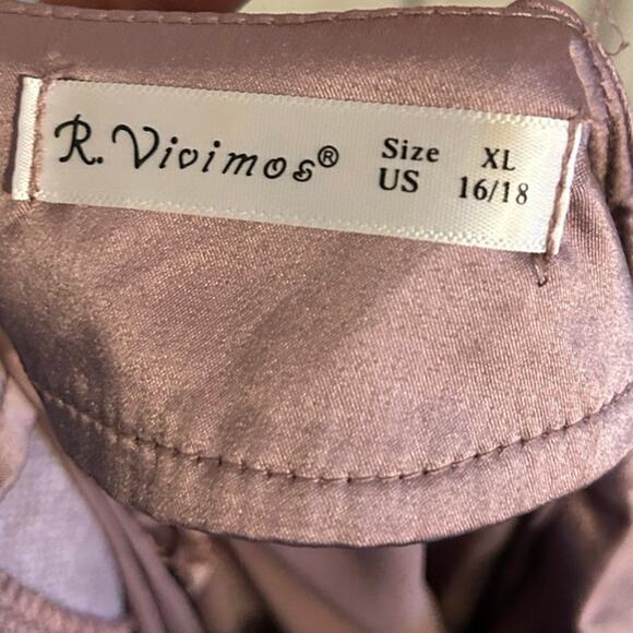 Women's Satin Tie Front Mini Dress in Mauve – Size XL - Picture 5 of 10